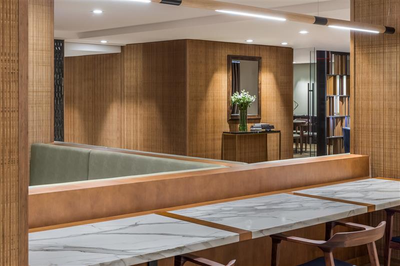 Riverbank's lounge & dining area in Hell's Kitchen, NYC